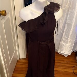 Nue by Shani One-Shoulder Brown Dress